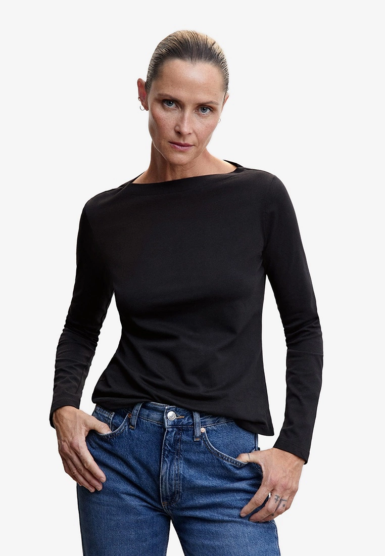 Mango Cotton Boat Neck T-Shirt 3 Mango Cotton Boat Neck T-Shirt