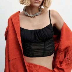 Mango Semi Transparent Corset Top -Mango popular store mango 4480 5716536 3