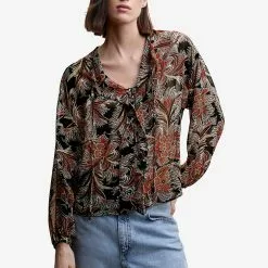 Mango Ruffle Bow Blouse