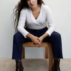 Mango V-Neck Cotton T-Shirt -Mango popular store mango 4514 5436536 4