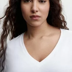 Mango V-Neck Cotton T-Shirt -Mango popular store mango 4518 5436536 15