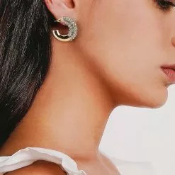 Mango Faceted Crystal Hoop Earrings -Mango popular store mango 4655 7592436 3