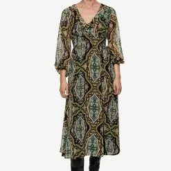 Mango Baroque Print Dress