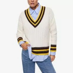 Mango V-Neck Lurex Sweater