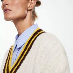 Mango V-Neck Lurex Sweater -Mango popular store mango 4855 0970036 3