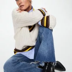 Mango V-Neck Lurex Sweater -Mango popular store mango 4856 0970036 4