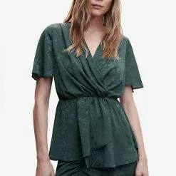 Mango Jacquard Flowy Blouse