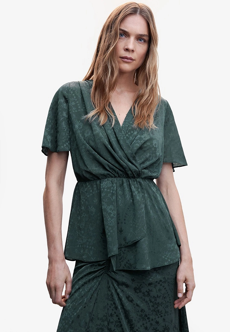 Mango Jacquard Flowy Blouse 3 Mango Jacquard Flowy Blouse