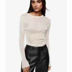 Mango Long Sleeve Silk T-Shirt