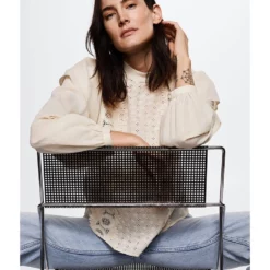 Mango Embroidered Panel Blouse 11 Mango Embroidered Panel Blouse -Mango popular store mango 5022 9489626 4