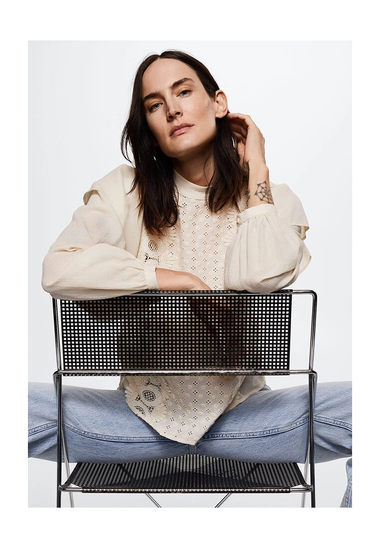 Mango Embroidered Panel Blouse 6 Mango Embroidered Panel Blouse - Image 4