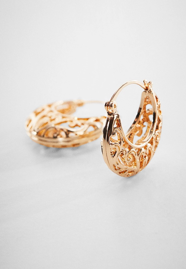 Mango Embossed Hoop Earrings 4 Mango Embossed Hoop Earrings - Image 2