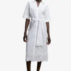 Mango Swiss Embroidered Shirt Dress