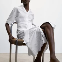 Mango Swiss Embroidered Shirt Dress -Mango popular store mango 5228 9690736 5
