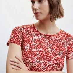 Mango Embroidered Logo Print T-Shirt -Mango popular store mango 5249 5490736 3