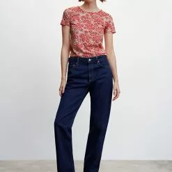 Mango Embroidered Logo Print T-Shirt -Mango popular store mango 5250 5490736 4