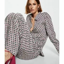 Mango Geometric Print Shirt -Mango popular store mango 5255 6589626 4