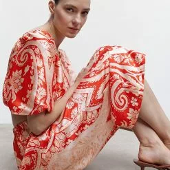 Mango Satin Printed Trousers -Mango popular store mango 5271 0690736 4