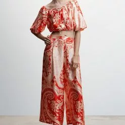 Mango Satin Printed Trousers -Mango popular store mango 5271 0690736 5