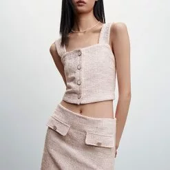 Mango Buttoned Tweed Skirt -Mango popular store mango 5290 5001736 4