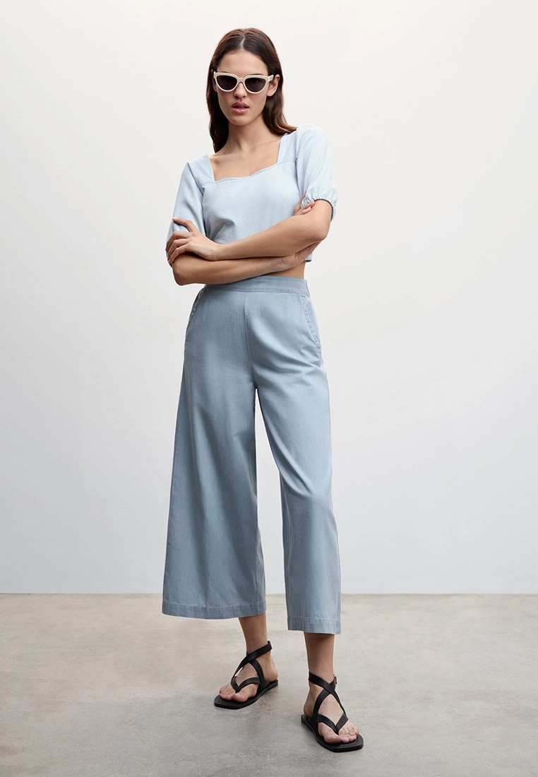 Mango Tencel Cotton Culotte Pants 6 Mango Tencel Cotton Culotte Pants - Image 4