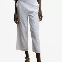 Mango Embroidered Cotton Pants