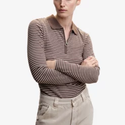 Mango Ribbed Polo-Style Sweater