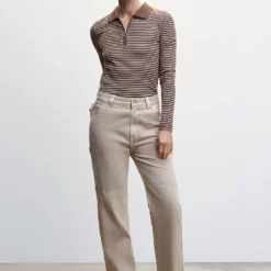 Mango Ribbed Polo-Style Sweater -Mango popular store mango 5344 0942636 4