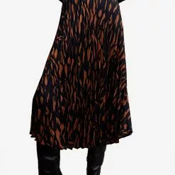 Mango Abstract Print Pleated Skirt