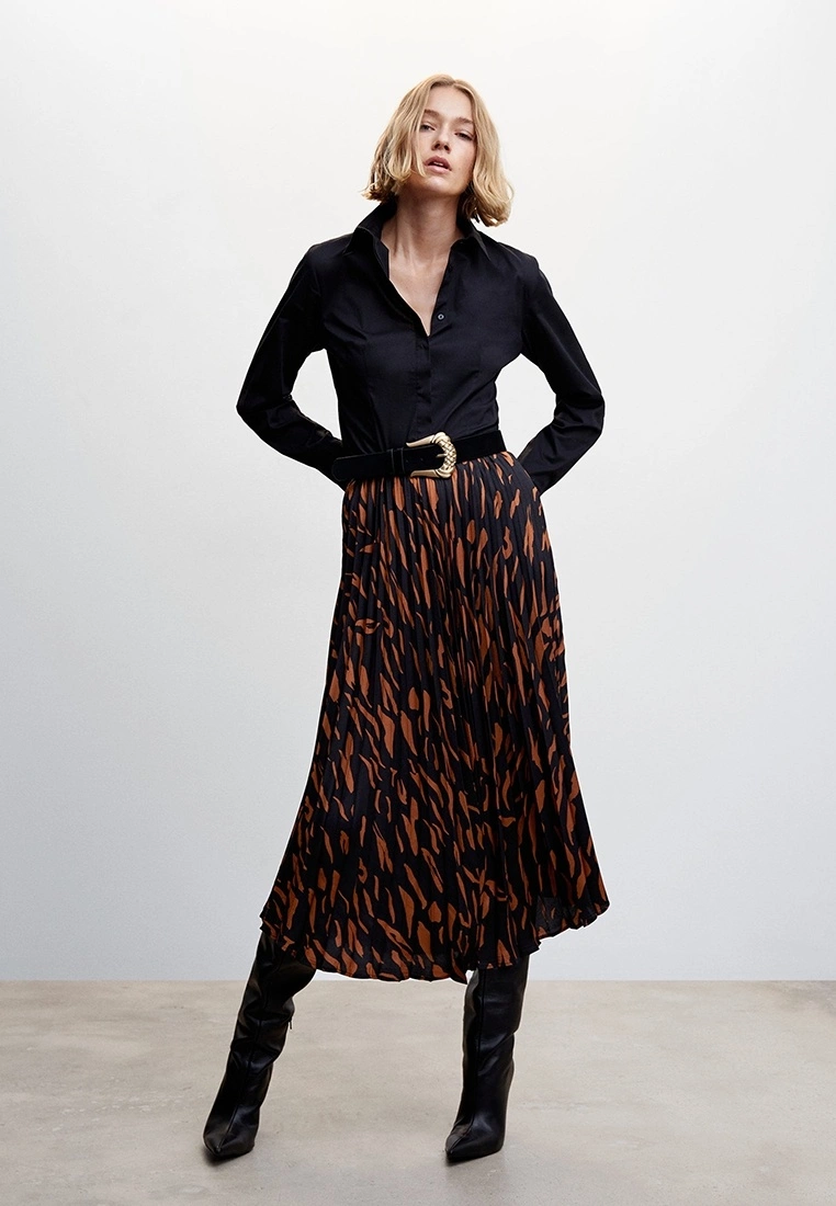 Mango Abstract Print Pleated Skirt 7 Mango Abstract Print Pleated Skirt - Image 5