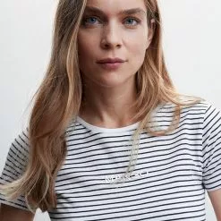 Mango Striped Logo T-Shirt -Mango popular store mango 5473 1901736 4