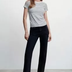 Mango Striped Logo T-Shirt -Mango popular store mango 5473 1901736 5