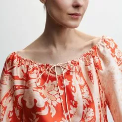 Mango Printed Puff Sleeve Blouse -Mango popular store mango 5490 3901736 3
