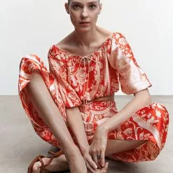 Mango Printed Puff Sleeve Blouse -Mango popular store mango 5491 3901736 4