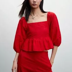 Mango Embroidered Cotton Pants -Mango popular store mango 5517 3001736 3