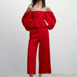 Mango Embroidered Cotton Pants -Mango popular store mango 5518 3001736 4