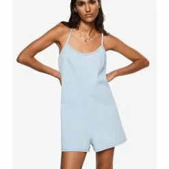 Mango Denim Cotton Jumpsuit