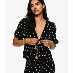 Mango Pleated Blouse With Ruffles