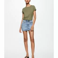 Mango Cotton Linen-Blend T-Shirt -Mango popular store mango 5759 2392426 4