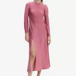 Mango Side-Slit Satin Dress