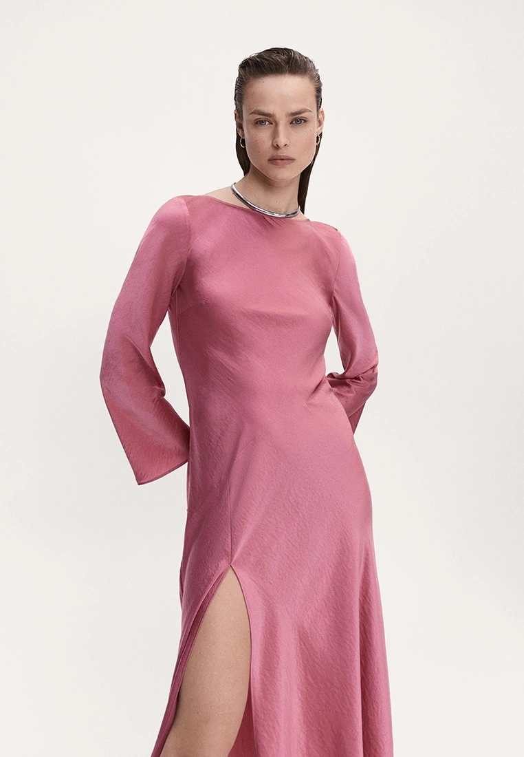 Mango Side-Slit Satin Dress 5 Mango Side-Slit Satin Dress - Image 3