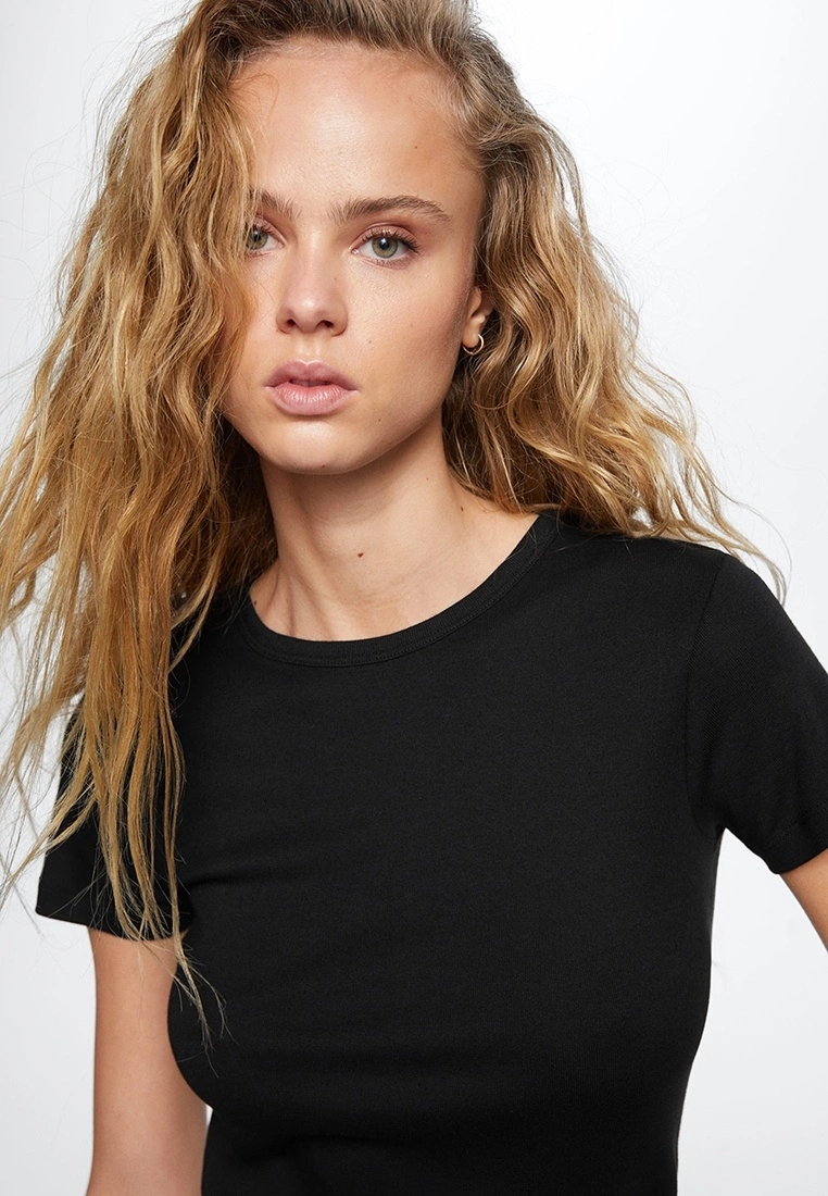 Mango Rounded Neck Cotton T-Shirt 5 Mango Rounded Neck Cotton T-Shirt - Image 3