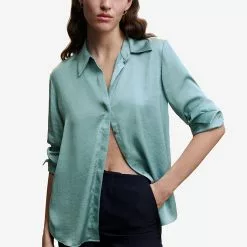 Mango Satin Finish Flowy Shirt