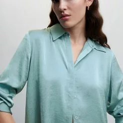 Mango Satin Finish Flowy Shirt 12 Mango Satin Finish Flowy Shirt -Mango popular store mango 5943 3026936 3