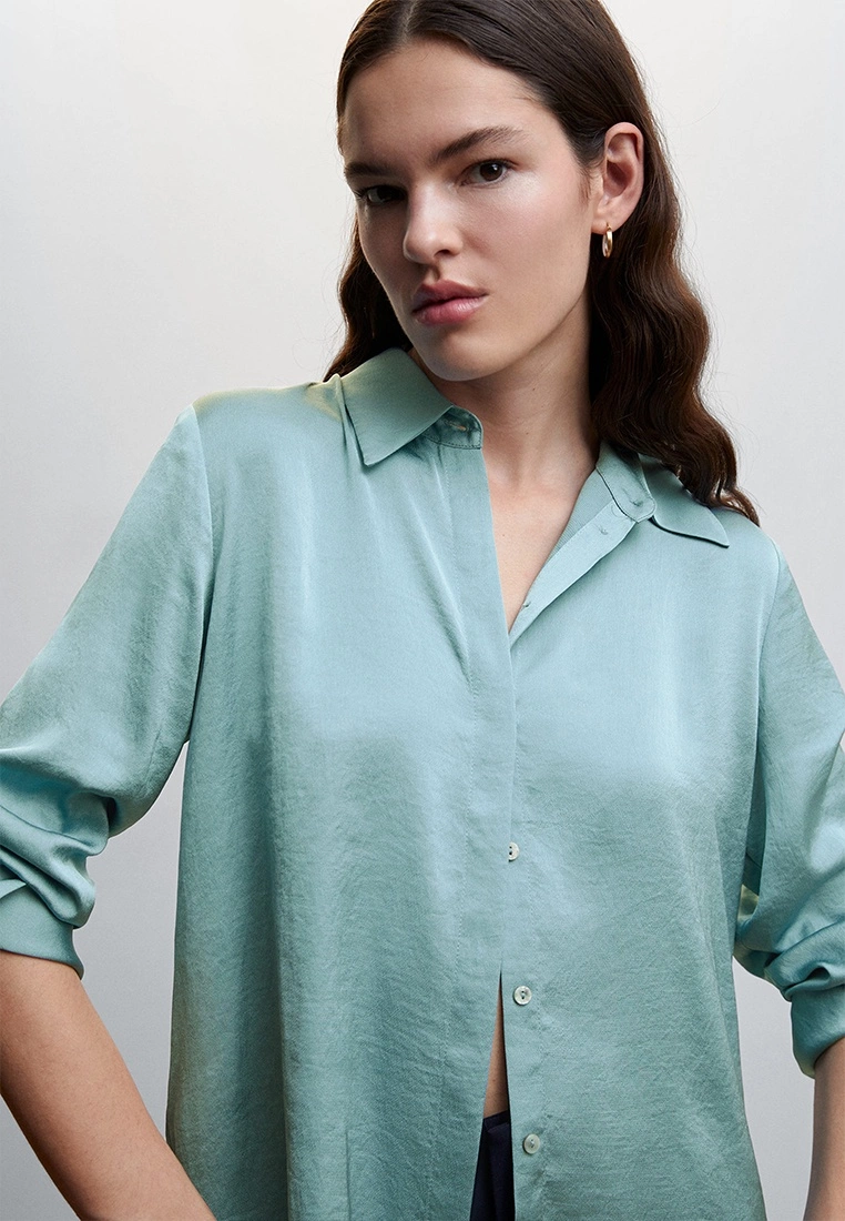 Mango Satin Finish Flowy Shirt 5 Mango Satin Finish Flowy Shirt - Image 3