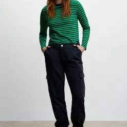 Mango Striped 100% Cotton T-Shirt -Mango popular store mango 5953 9748046 5