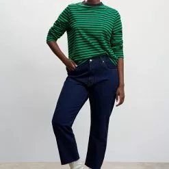 Mango Striped 100% Cotton T-Shirt -Mango popular store mango 5954 9748046 7