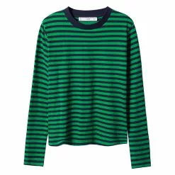 Mango Striped 100% Cotton T-Shirt -Mango popular store mango 5954 9748046 8