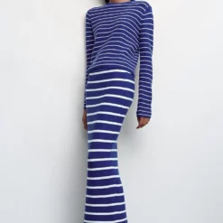 Mango Striped Knitted Skirt -Mango popular store mango 5993 5039046 6