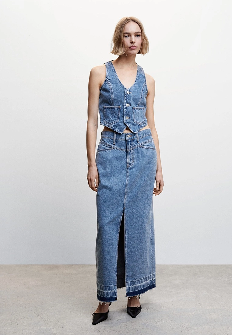 Mango Denim Long Skirt 8 Mango Denim Long Skirt - Image 6